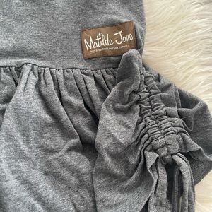 Matilda Jane gray big ruffle crops